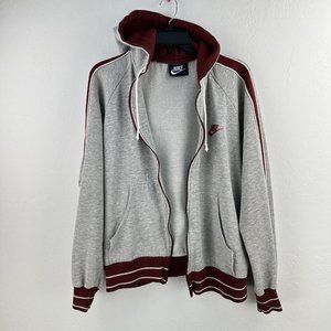 Vintage 80's Nike Track Jacket Blue Tag Size L *FLAWS MISSING ZIPPER Gray Maroon